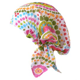 CHARM nicora Thin Cotton Cap, One Size Fits Most, Medical Hat, Women's, Floral Pattern, Bandana, 75, white