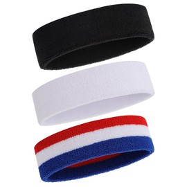 ONUPGO 3Pcs Sports Headbands for Men, Sweatband Headband for Women,Terry Cloth Sweat Head Band for Workout Cycling Basketball Tennis and Yoga - Athletic Cotton Headband Outdoor