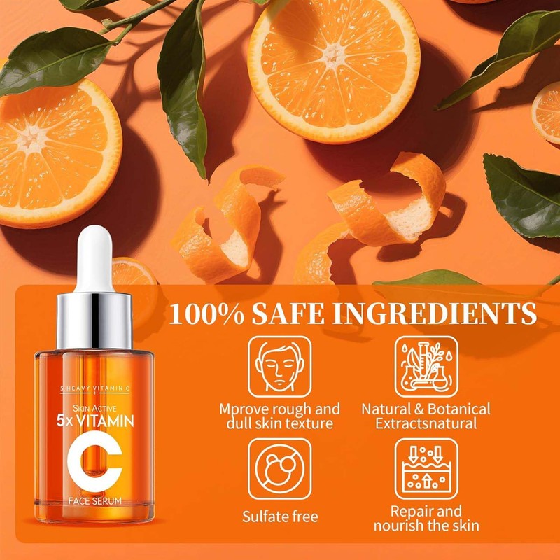 Vitamin C Facial Serum: Dark Spots, Wrinkles, Uneven Tone &