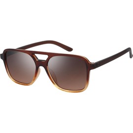 The Fresh Vintage Retro 70s Safaris Sunglasses Women Men Classic Small Squared Frame - FR16255 (625503-Crystal Brown/Brown Gradient)