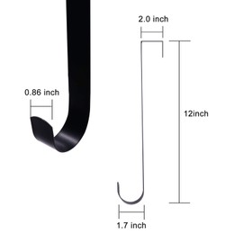 ESFUN 2 Pack Solid Wreath Hanger for Front Door Window Wreath Hooks Holder Over The Door Metal Hook Hangers (Black, 12 inch)