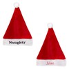 Naughty and Nice Plush Red Holiday Christmas Santa Hats (Naughty