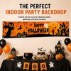 Happy Halloween Outdoor Banner – Pumpkin & Bat Polyester Backdrop