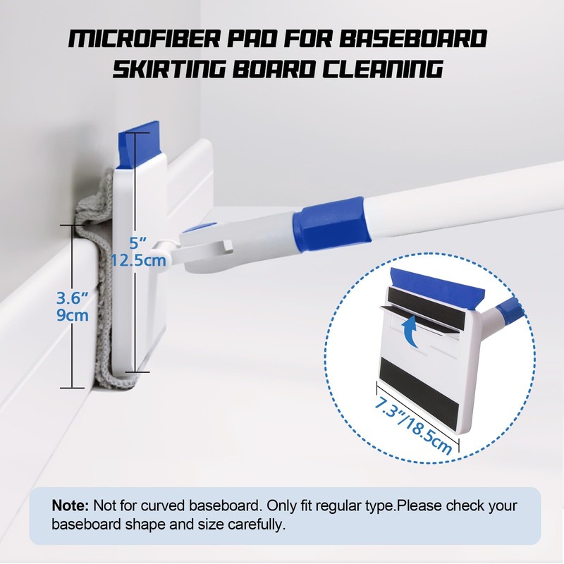 Qaestfy Baseboard Cleaner Tool with Handle, Wall Floor Mop with