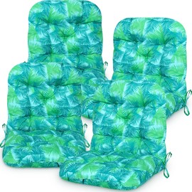 Chunful Tufted Back Chair Cushion Indoor Outdoor Weather Resistant Swivel Rocker Patio Chair Cushions for Outdoor Furniture(Blue Green,4 Pack)