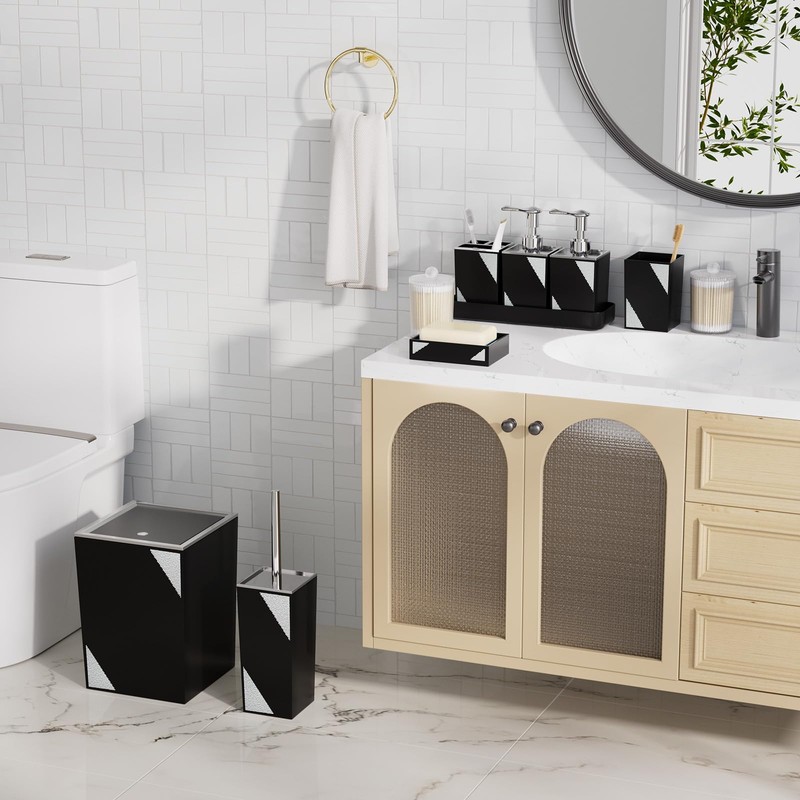 Black Bathroom Accessories Set - Luxurious Bathroom Accessory Decor