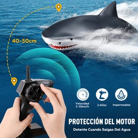 SCHIB Juguete De Tiburón con Control Remoto De 2.4G, Tiburón De Alta Simulación para Baño De Piscina Gran Regalo Juguetes De Barco RC