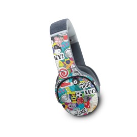 MightySkins Carbon Fiber Skin Compatible with Skullcandy Crusher Evo Wireless - Sticker Bomb | Protective, Durable Textured Carbon Fiber Finish | Easy to Apply | Made in The USA