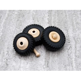 JOWE® Wooden Wheel 72 mm with Rubber Profile | Wooden Wheel Made of Beech with Rubber Tyres 72 mm x 27 mm Pack of 2
