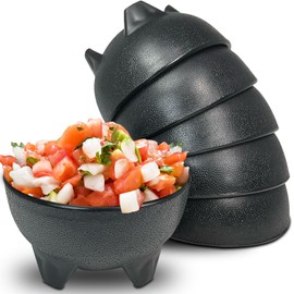 KSEV Salsa Bowls – 6 Pack (Black), 13oz BPA FREE Small Bowl Unbreakable Mexican Molcajete Chips Guacamole, Serving Dish, Sauce Cup, Side bowl, Snack, Chips, Dip, Nuts, Candy, Ice Cream, Party Use