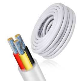 18 Gauge 3 Conductor Electrical Wire, 16.4FT Low Voltage 18/3 Tinned Copper Stranded 3 Wire Cable, 18 AWG White Flexible Extension Power Cord for Automotive, LED Lamp, Outdoor Landscape Lighting Etc