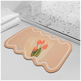 ROOMTONE Bath Mat, 40 x 60 cm, Absorbent and Non Slip, Quick Dry Bathroom Floor Mat for Shower and Bathtub, Tulip