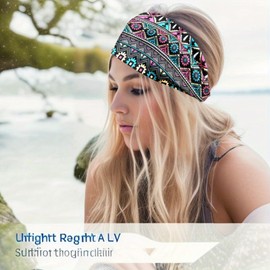 Diadema cruzada con estampado bohemio para mujer, banda elástica para el cabello, turbante para ejercicios de yoga