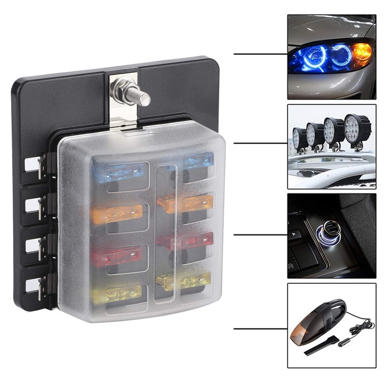 8-Way Blade Fuse Block, 8‑Way Terminal Fuse Box Car Boat
