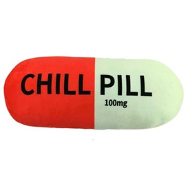 MRJ Products Chill Pill Pillow - Cervical Neck Pillow, Calming Corner Classroom Must Haves Bolster Throw Pillows, College Dorm, Boho Classroom Decor, Lumbar Support Pillow, Home Office Preppy Stuff