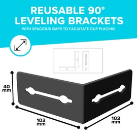Peygran Leveling System Reusable 90 Tile Leveling Brackets: 25 Pcs - Black Metal, Glue Down Installation, Ideal for Corners, Staircases & More