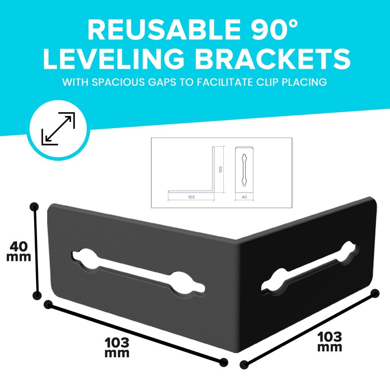 Peygran Leveling System Reusable 90 Tile Leveling Brackets: 25 Pcs