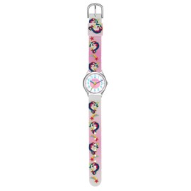 JACQUES FAREL HCC 042 Children's Watch Girls Unicorn Analogue Quartz Metal Fabric Strap, multicoloured, Strap.