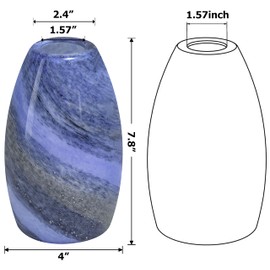 GO&SO Ocean-Blue Gradient Glass Art Lamp Shade -2 Pack Hand-Blown Fluid Flow Texture Pendant Light Shades Replacement,7.8"H Oval Fixture,1.57" Fitter,E26 Base,for Hanging Light Fixtures Kitchen Island