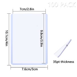 WAIZHIUA Pack of 100 Regular Toploader Card Cases, 35pt Protection Card Sleeves, Protective Covers, 76 x 101 mm, Transparent Trading Card Cases for Collectible Trading Cards