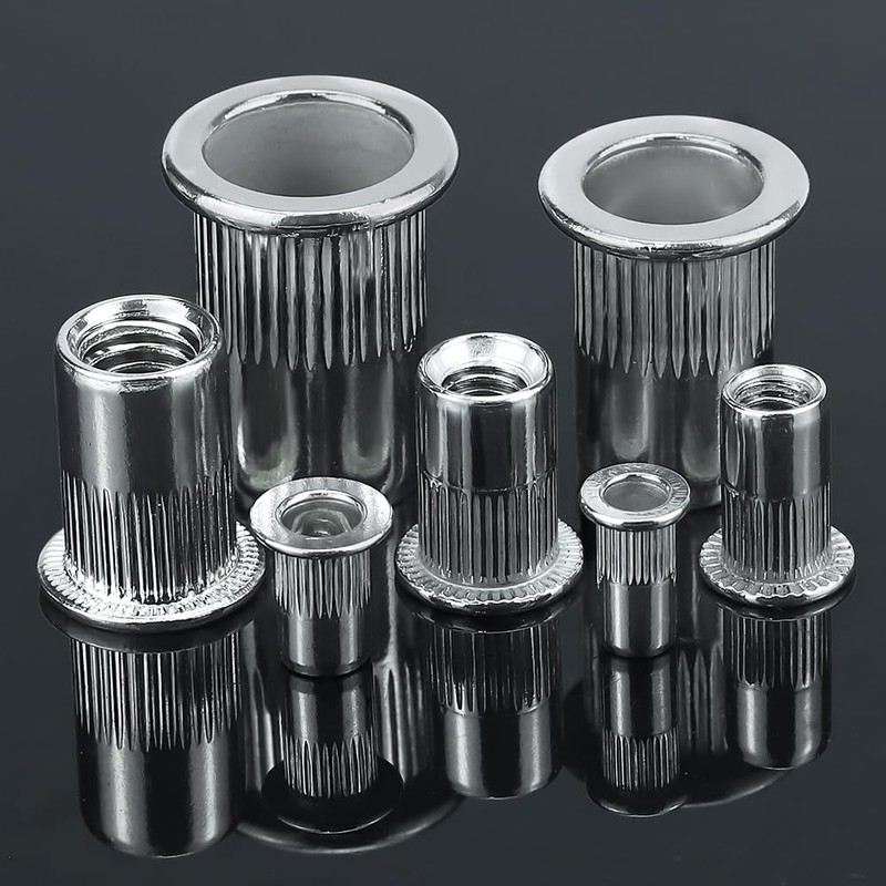 M12-1.75 Flat Head Rivet Nuts, 304 Stainless Steel Knurled Threaded