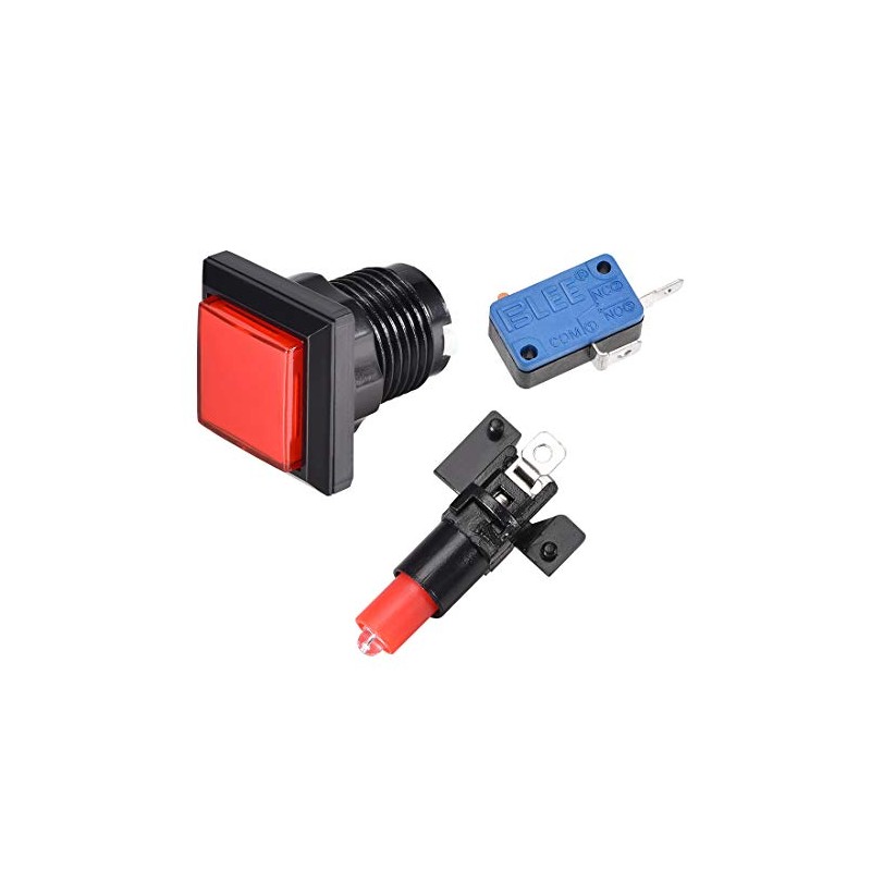 uxcell Game Push Button 34x34 Square 12V LED Illuminated Push
