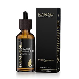 Aceite Nanoil 50ml - natural, prensado en frío y sin refinar para el cuidado de la cara, el cuerpo y el cabello, repara, nutre, hidrata (Almond)      