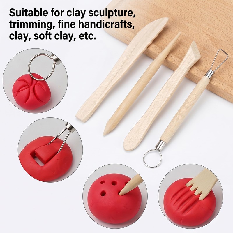 12-Piece Polymer Clay and Sculpting Tool Set with Acrylic Roller