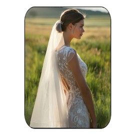 HEREAD Wedding Veil for Bride 2 Tiers Short Fingertip Length Bridal Tulle Hair Accessoies with Comb and Cut Edge (White)