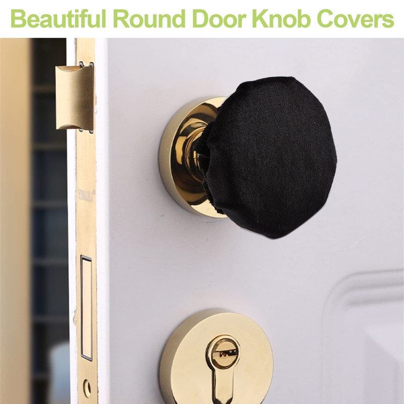 UFURMATE Door Handle Covers, 2Pcs Black Decorative Round Door Knob