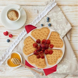 CucinaPro Heart Waffle Maker- Make 5 Heart Shaped Waffles for Special Loved Ones Breakfast- Nonstick Baker with Easy Cleanup, Electric Waffler Griddle Iron w Adjustable Browning Control- Gift for Her