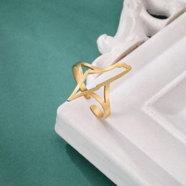 Dreamtimes Israel Palestine Map Finger Rings for Women Men Stainless Steel Adjustable Open Rings Country Geography Jewelry Gift (GOLD-1)