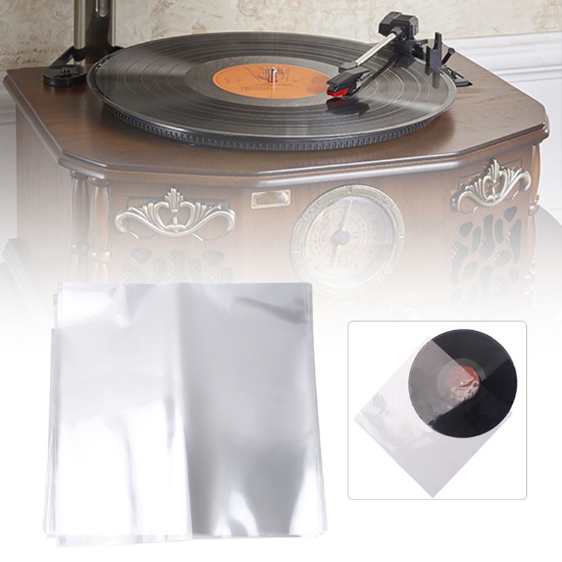 50PcsVinyl Record Outer Sleeves White Replacement Kit for Phonograph Recorder