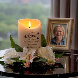 HN HAIINAA Flameless Memorial Candle, Real Wax LED Light with Remote Sympathy Bereavement Gifts for Loss of Loved One Sympathy Candles for Loss of Mother Father Mom Dad Son Remembrance Gifts (4" x 7")