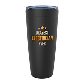 Electrician Black Edition Viking Tumbler 20oz - Okayest Electrician Ever - Electrical Engineer Technician Lineman Proffesional Electrician Graduation Student Electricity Funny Man Hillarious Husband