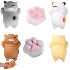 Pack of 6 Squishy Cat, Cat Paw Squishy, Squeeze Toy, Mini Squishies Anti-Stress Toy for Children, Boys and Girls, Relaxation Toys and Gifts