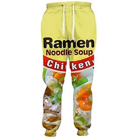 Keasmto 3D Ramen Chicken Noodle Soup Beef Pant for Men Women Cotton Pants Cute Chicken-Small