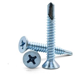 Hippo Hardware (6.3mm X 25mm) Self Drilling Countersunk Tek Zinc Screws Self Tapping Metal Fixing Windows Roofing (Pack of 10)