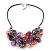 Avalaya Multicoloured Shell-Composite Faux Leather Cord Necklace/ 44cm L