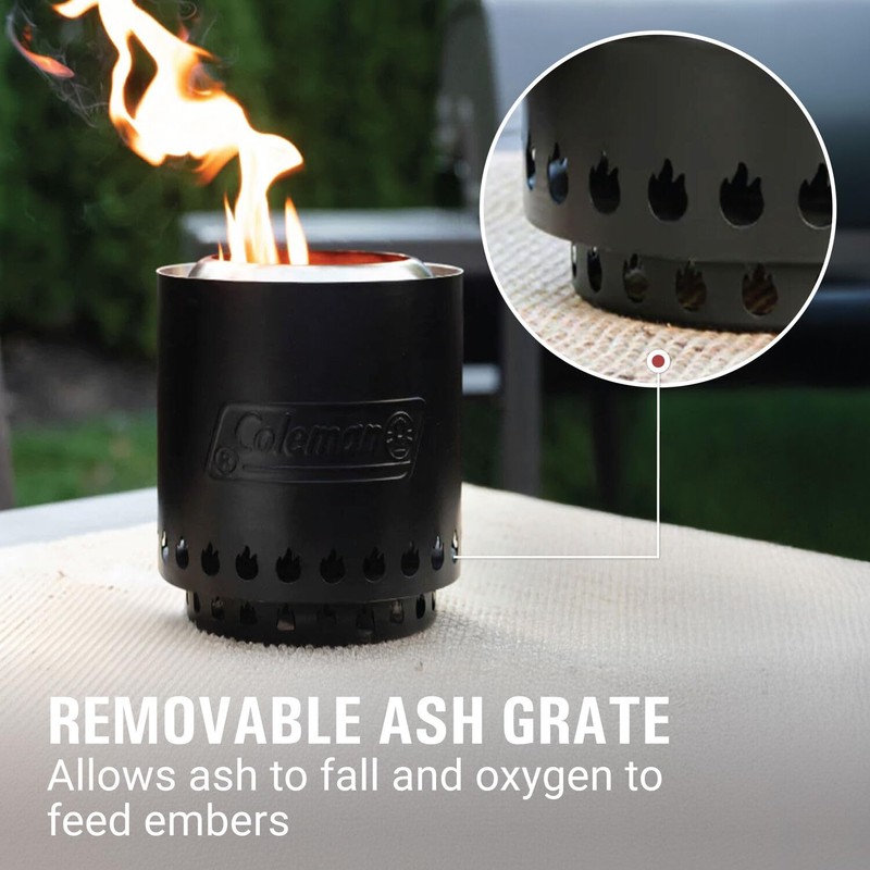 Coleman Cityscapes 10” Smokeless Tabletop Fire Pit, Small Round Wood