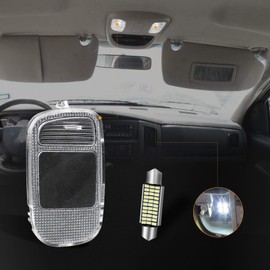 HERCOO - Cubierta de luz de cúpula de techo para consola de lectura, lente de luz LED blanca, carcasa compatible con Dodge Ram 1500 2500 3500 4500 5500