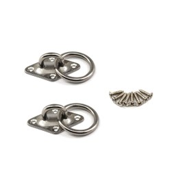 304 Stainless Steel M8 Heavy Duty Eyelet Plate Diamond Dech Hardware Boat Rigging Marine Hook U Shaped Design Ceiling Wall Mounted Hanger with Ring Pack of 2