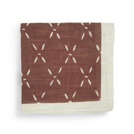 Topdrawer Japanese Handkerchief, 100% Cotton, Diamond Stitch Pattern, Rust