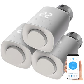 revolt Heating Controller: Set of 3 Programmable Radiator Thermostats with Bluetooth and App (Energy-Saving Radiator Thermostat, Radiator Thermostat Bluetooth, Programmable)