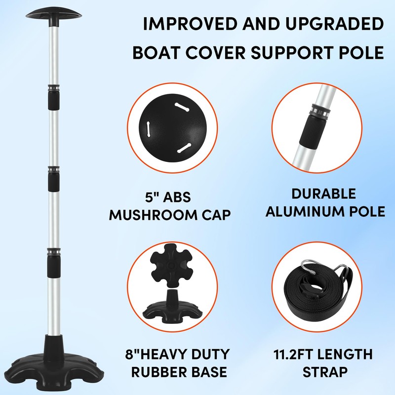 Boat Cover Support Poles 2 Pack,Height Adjustable Aluminum Support Pole