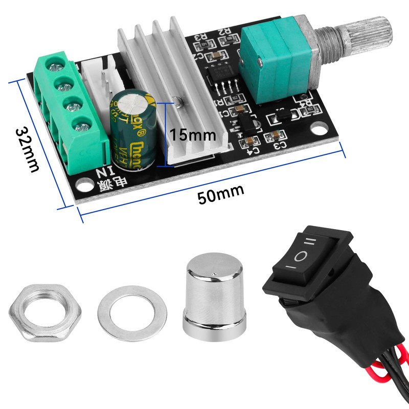 DC Motor Speed Controller - PWM 6V/12V/24V/28V/3A/80W Speed Adjustable Reversible