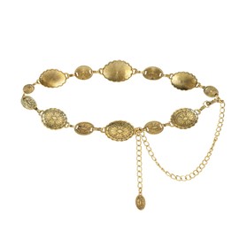Zhanzong Western Metal Concho Belt for Women Cowgirl Waist Chain for Women Dresses Pants (Gold1, Length 45'')