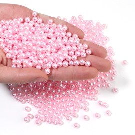 Chuyau 1000pcs Pink 6mm Pearl Beads with Hole Round Pearls for Crafting Loose Pearl Beads for Jewelry Making Fake Pearls Bead for Bracelets Necklaces Earrings Key Chains Accessories DIY