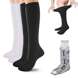 4 Pairs of Seamless Sensory Socks for Walking Boots - Breathable Medical Tube Socks, Orthopaedic Replacement Stockings for Air Cam Walker, Fracture Boots & Post-Operative Leg Care