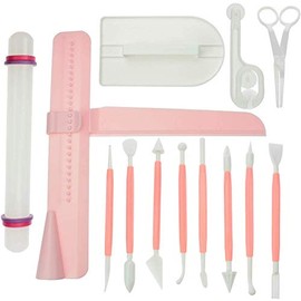 14 Piezas Raspador de Pasteles Herramienta de Decoración de Fondant Ajustable Glaseado Más Suave Rodillo Recortador Cortador en Relieve Tijera de Flores Para Sugarcraft Gumpaste Modelado Principiante